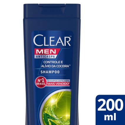 SHAMPOO ANTICASPA CLEAR MEN CONTROLE E ALÍVIO DA COCEIRA FRASCO 200ML