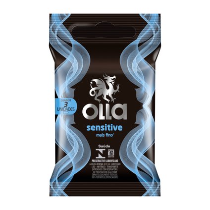 PRESERVATIVO OLLA LUBRIFICADO SENSITIVE COM 3 UNIDADES