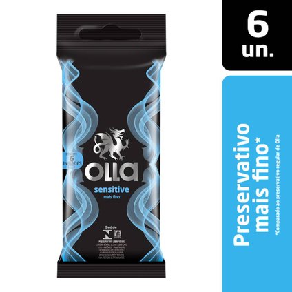 PRESERVATIVO OLLA LUBRIFICADO SENSITIVE COM 6 UNIDADES