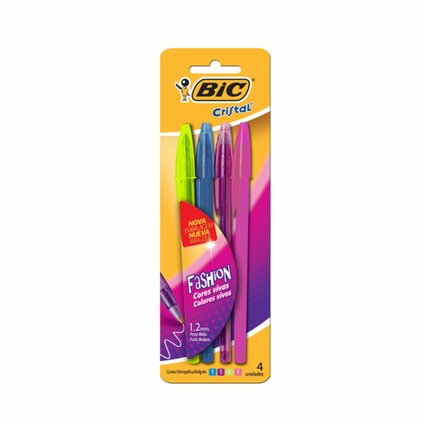 CANETA BIC CRISTAL FASHION 4 UNIDADES