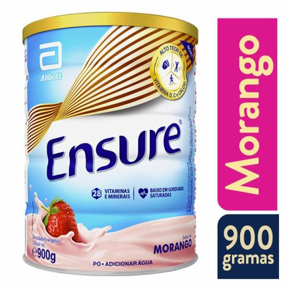 SUPLEMENTO ADULTO ENSURE PÓ SABOR MORANGO 900G