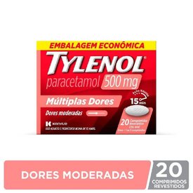 TYLENOL MÚLTIPLAS DORES PARACETAMOL 500MG 20 COMPRIMIDOS