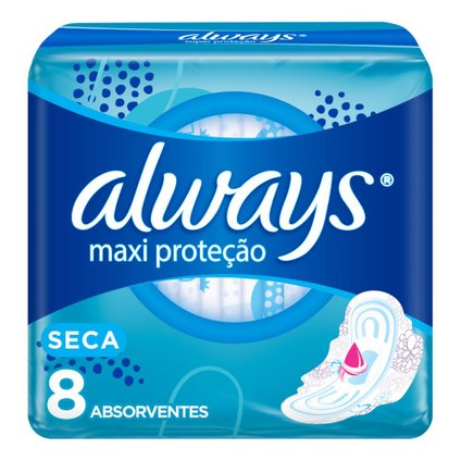 ABSORVENTE ALWAYS MÁXI PROTEÇÃO SECA COM ABAS 8 UNIDADES