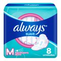 ABSORVENTE ALWAYS TAMANHO M SUAVE COM ABAS 8 UNIDADES