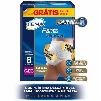 ROUPA ÍNTIMA TENA PANTS ULTRA G/EG LEVE 8 PAGUE 7 UNIDADES