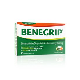 BENEGRIP ANTIGRIPAL E ANALGÉSICO PARA ALÍVIO DE GRIPE E RESFRIADO - CAIXA 20 COMPRIMIDOS