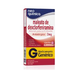Maleato Dexclorfeniramina 2mg 20 Comprimidos Neoquímica Genérico