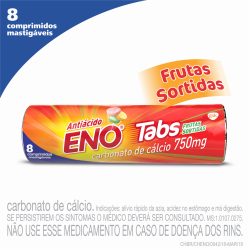 Eno Tabs Comprimidos Mastigáveis Frutas Sortidas Com 8