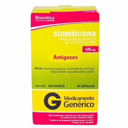 SIMETICONA 125MG 10 CPSULAS GELATINOSAS BIOSINTETICA GENERICO