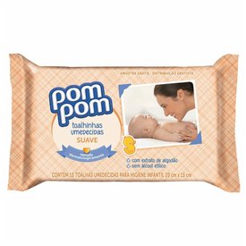TOALHAS UMEDECIDAS POM POM SUAVE 50 UNIDADES
