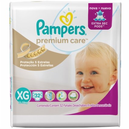 FRALDA PAMPERS PREMIUM CARE TAMANHO XG C/32 PACOTE MEGA