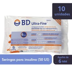 Seringa Bd Insulina 50ui 6mm Com 10