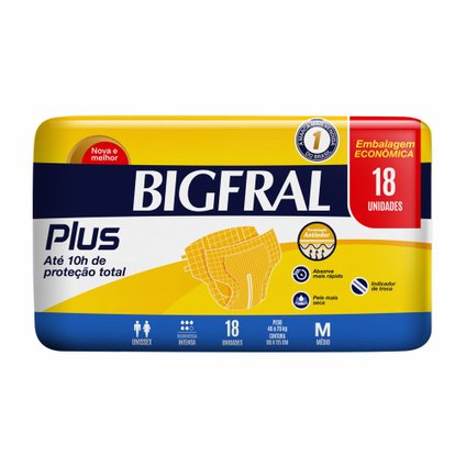 FRALDA ADULTO BIGFRAL PLUS M COM 18 UNIDADES
