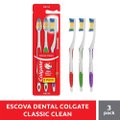 KIT ESCOVA DENTAL MACIA COLGATE CLASSIC CLEAN - 3 UNIDADES
