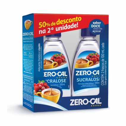 KIT PROMO ADOÇANTE LÍQUIDO ZERO-CAL SUCRALOSE 2 UNIDADES 100ML CADA