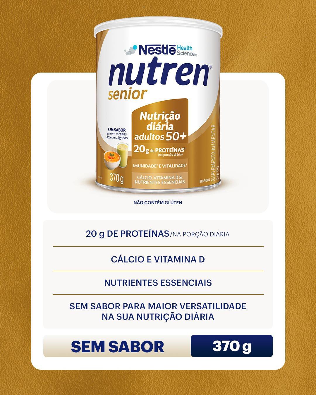 Complemento Alimentar Nutren Senior Sem Sabor 370g