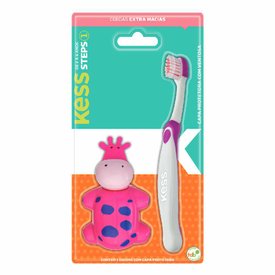 ESCOVA DENTAL INFANTIL KESS COM CAPA PROTETORA BICHOS