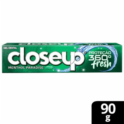 CREME DENTAL EM GEL CLOSEUP PROTEÇÃO 360º FRESH MENTHOL PARADISE 90G