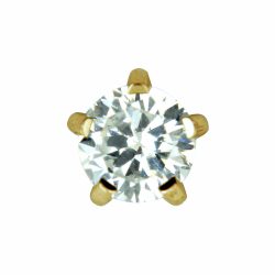 Brinco Studex Zirconia Grande Pedra Branca Ouro