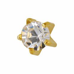 Brinco Studex Cristal Pedra Branca Ouro