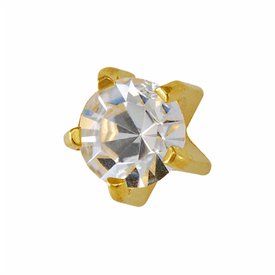 BRINCO STUDEX CRISTAL PEDRA BRANCA OURO