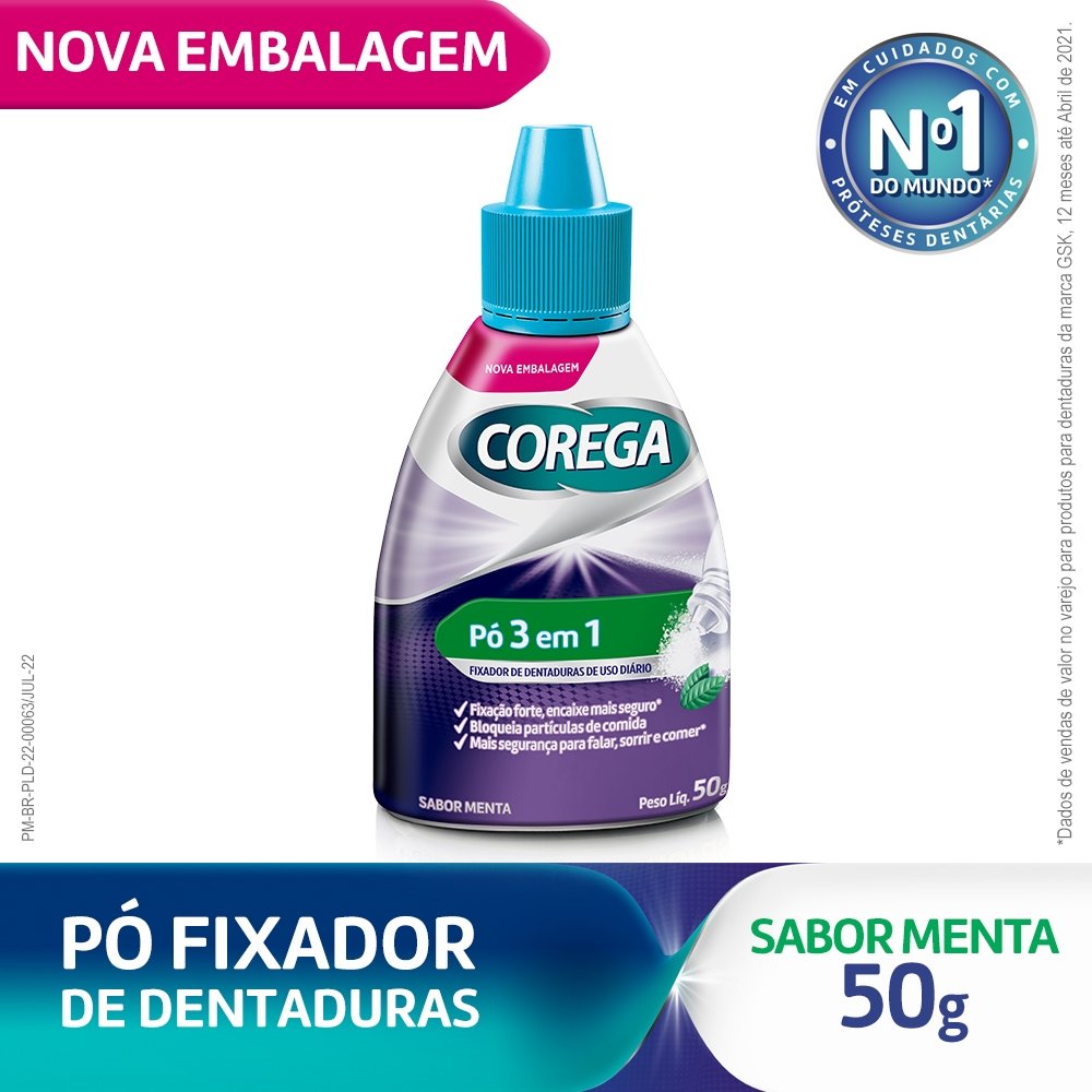 Pó Fixador De Dentadura Corega Forte Fixação Sabor Menta 50g - PanVel ...