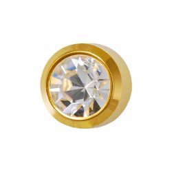 Brinco Studex Cristal Pedra Branca Bezel Ouro