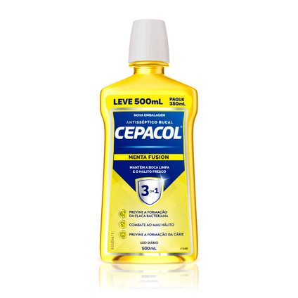 ENXAGUANTE BUCAL CEPACOL MENTA FUSION PAGUE 350ML LEVE 500ML