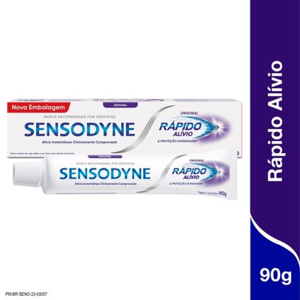 CREME DENTAL SENSODYNE ALÍVIO RÁPIDO E DURADOURO DA SENSIBILIDADE PARA DENTES SENSÍVEIS 90G