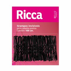 Grampo Ricca Invisivel Preto C/100