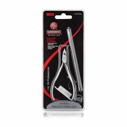 KIT ALICATE PARA CUTÍCULAS + ESPÁTULA DUPLA MUNDIAL PROFESSIONAL INOX R/778-E