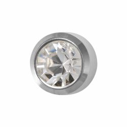 Brinco Studex Cristal Pedra Branca Bezel Prata