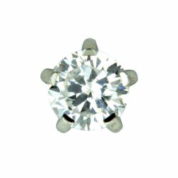 Brinco Studex Zirconia Media Pedra Branca Prata