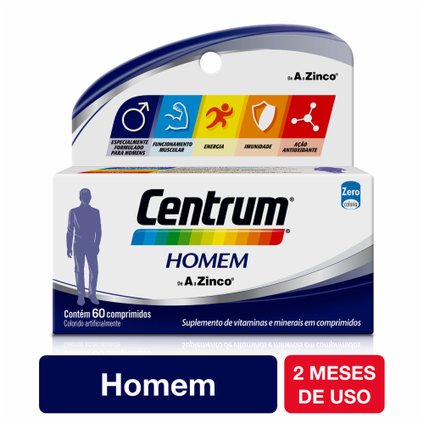 CENTRUM MULTIVITAMÍNICO DE A A ZINCO HOMEM COM 60 COMPRIMIDOS