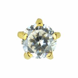 Brinco Studex Maxi 6mm Pedra Branca Ouro