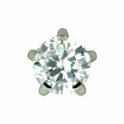 Brinco Studex Maxi 6mm Pedra Branca Prata