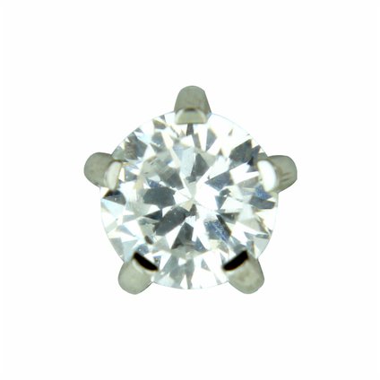 BRINCO STUDEX MAXI 6MM PEDRA BRANCA PRATA