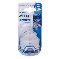 Bico Para Mamadeira Avent Anti-colic Número 03 Com 2 Unidades
