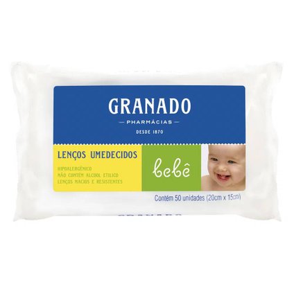 LENÇOS UMEDECIDOS GRANADO BEBÊ COM 50 UNIDADES