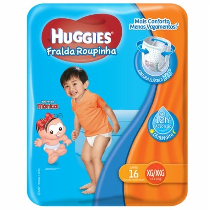 FRALDA HUGGIES TURMA DA MONICA VESTE FACIL XG C/16