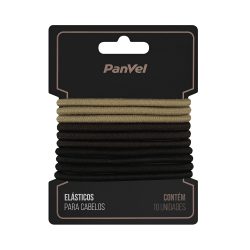 Elástico Para Cabelos Panvel Acessórios 4mm Com 3 Cores Preto/ Marrom / Bege 10 Unidades