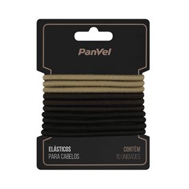 ELÁSTICO PARA CABELOS PANVEL ACESSÓRIOS 4MM COM 3 CORES PRETO/ MARROM / BEGE 10 UNIDADES