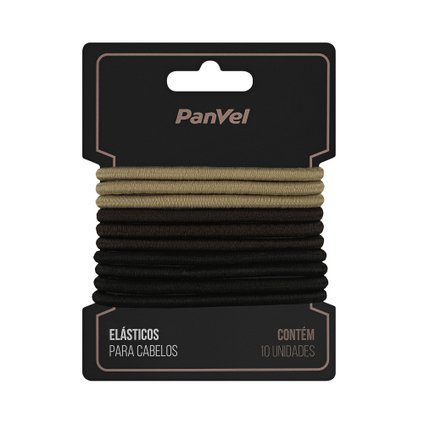 ELÁSTICO PARA CABELOS PANVEL ACESSÓRIOS 4MM COM 3 CORES PRETO/ MARROM / BEGE 10 UNIDADES