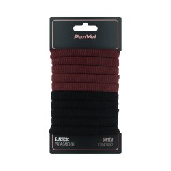 Elástico Para Cabelos Panvel Acessórios 15mm Com 2 Cores Preto / Marrom 10 Unidades