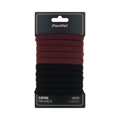 ELÁSTICO PARA CABELOS PANVEL ACESSÓRIOS 15MM COM 2 CORES PRETO / MARROM 10 UNIDADES