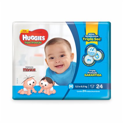FRALDA HUGGIES TRIPLA PROTEÇÃO JUMBINHO M COM 24 UNIDADES