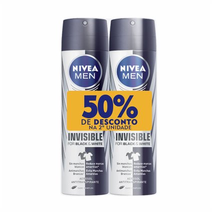 KIT DESODORANTE NIVEA AEROSOL BLACK  WHITE POWER COM 50% DE DESCONTO NA 2ª UNIDADE