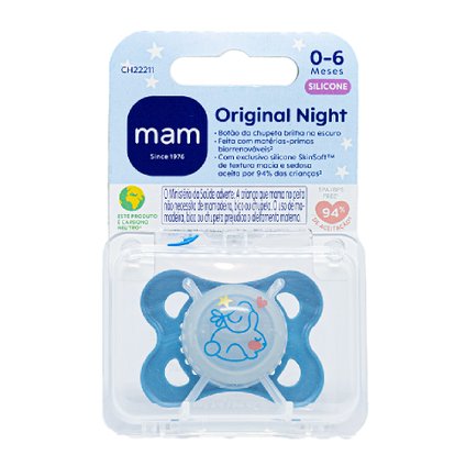 CHUPETA MAM NIGTH AZUL 0 A 6 MESES COM 1 UNIDADE