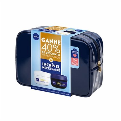 KIT NIVEA VISAGE Q10, COM DESCONTO NA 2º UNIDADE GRÁTIS NECESSAIRE