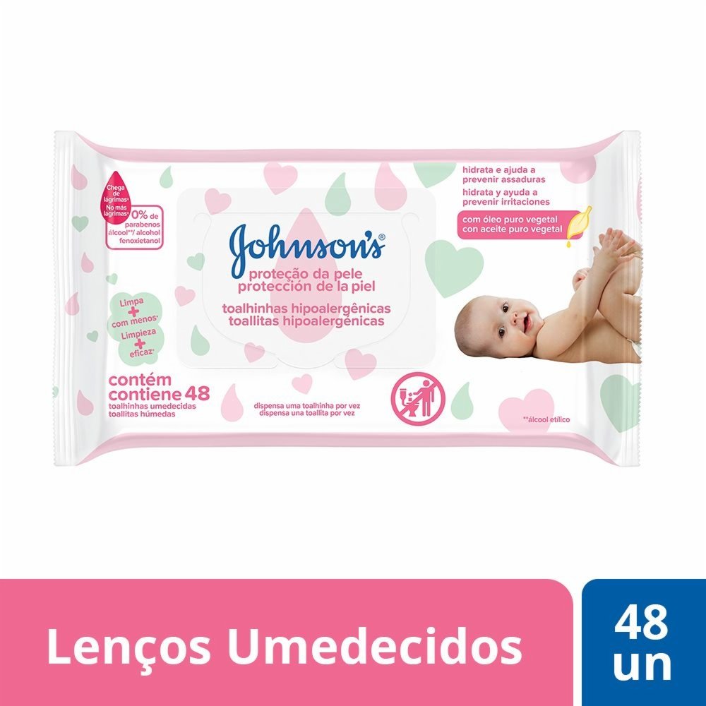 LENÇOS UMEDECIDOS JOHNSONS BABY EXTRA CUIDADO 48 UNIDADES